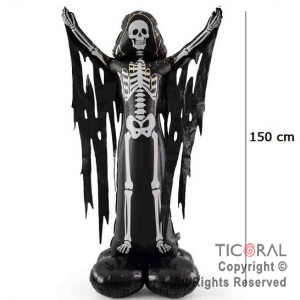 GLOBO METALIZADO HALLOWEEN ESQUELETO CON CAPA 150 CM (GY-10706)
